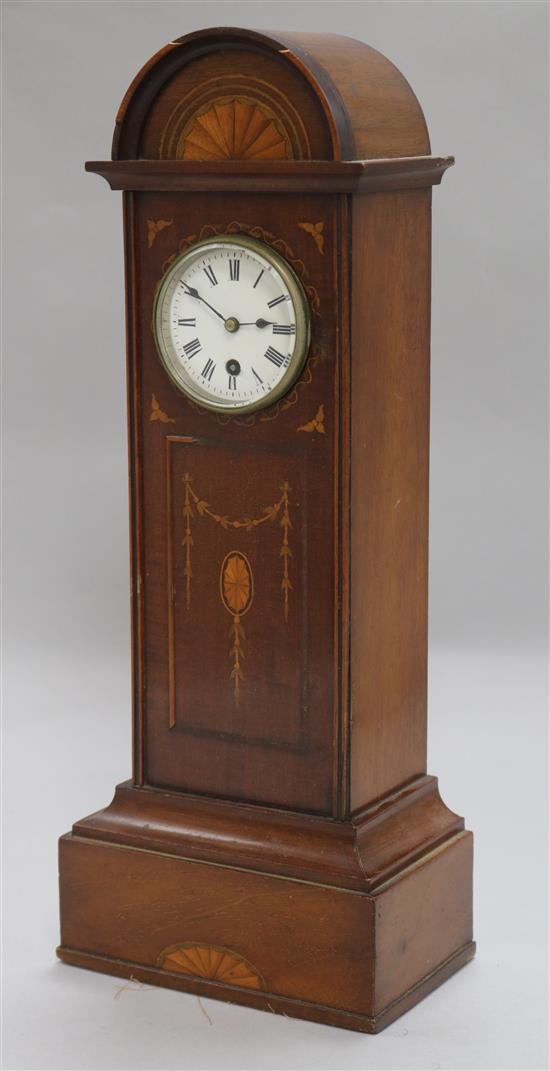 An Edwardian mahogany miniature longcase clock, marquetry-inlaid height 36cm